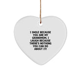 Funny Grandmom Gifts from Family for Christmas Unique Heart Ornament, I Smile Because You Are My Grandmom, I Laugh Because There's Nothing You Can Do About It! - Image 1